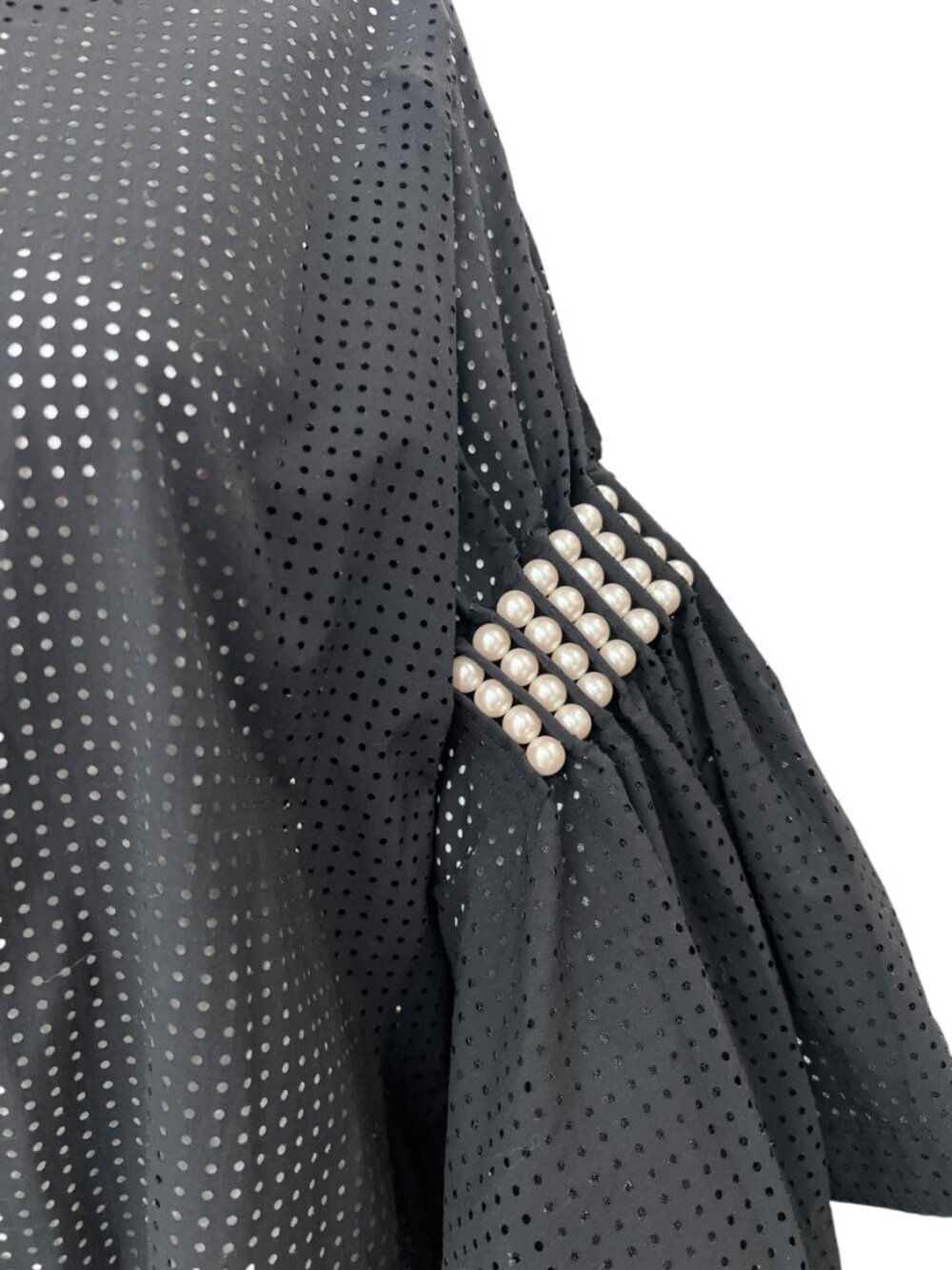 $1936 Junya Watanabe Black Perforated Faux Pearl Embellished Shirt size Medium - Picture 5 of 11